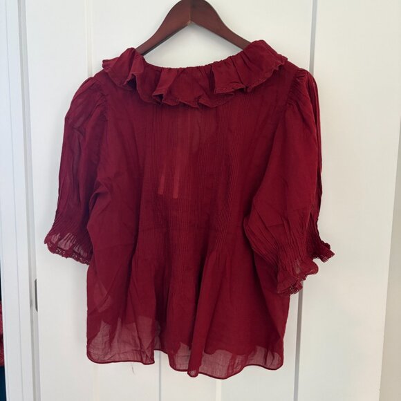DOEN Sz L Henri Top in Deep Crimson Red - Picture 4 of 6